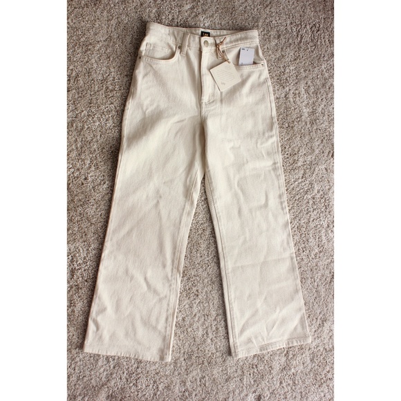 cream wide leg jeans